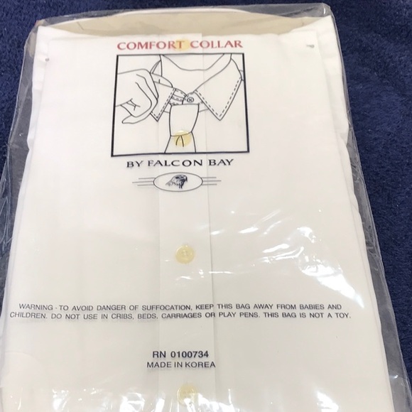 Vintage Falcon Bay   White-long  sleeve dress  Shirt men's 18 1/2 big - Picture 4 of 4